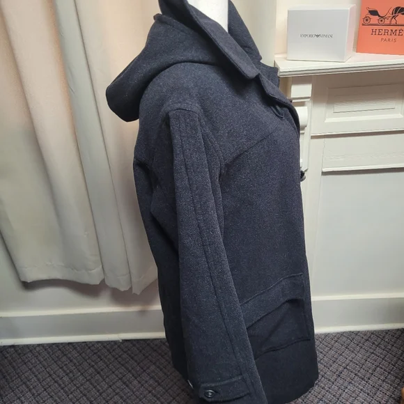 Women's L.L.Bean Wool Blend Coat With Removable Hood Large - Picture 2 of 11